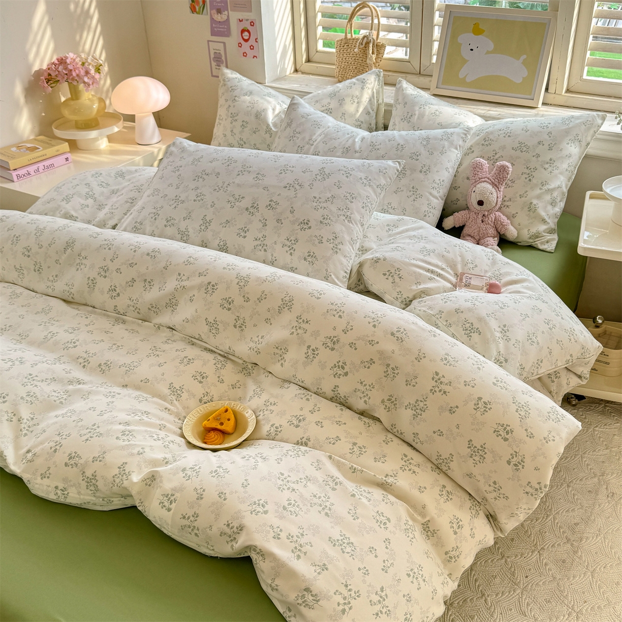 91家纺网 家纺一手货源 找家纺 多品家纺 2025新款超柔双层纱水洗棉单被套 翠微