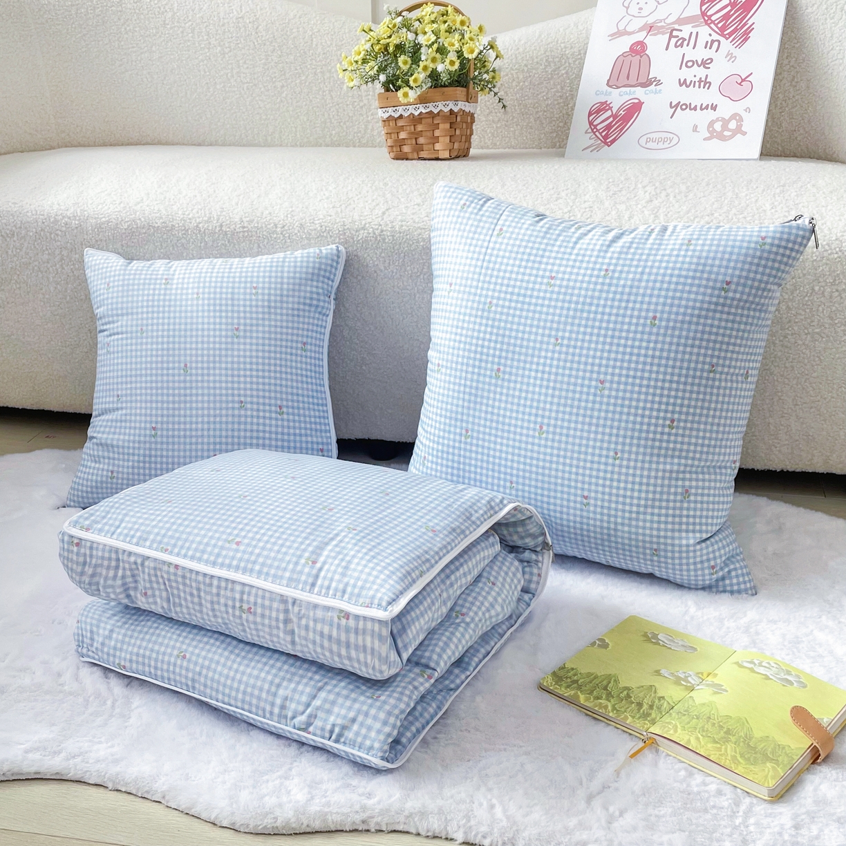 91家纺网 家纺一手货源 找家纺 （总）番茄+ 2025新款13370全棉印花卡通抱枕被