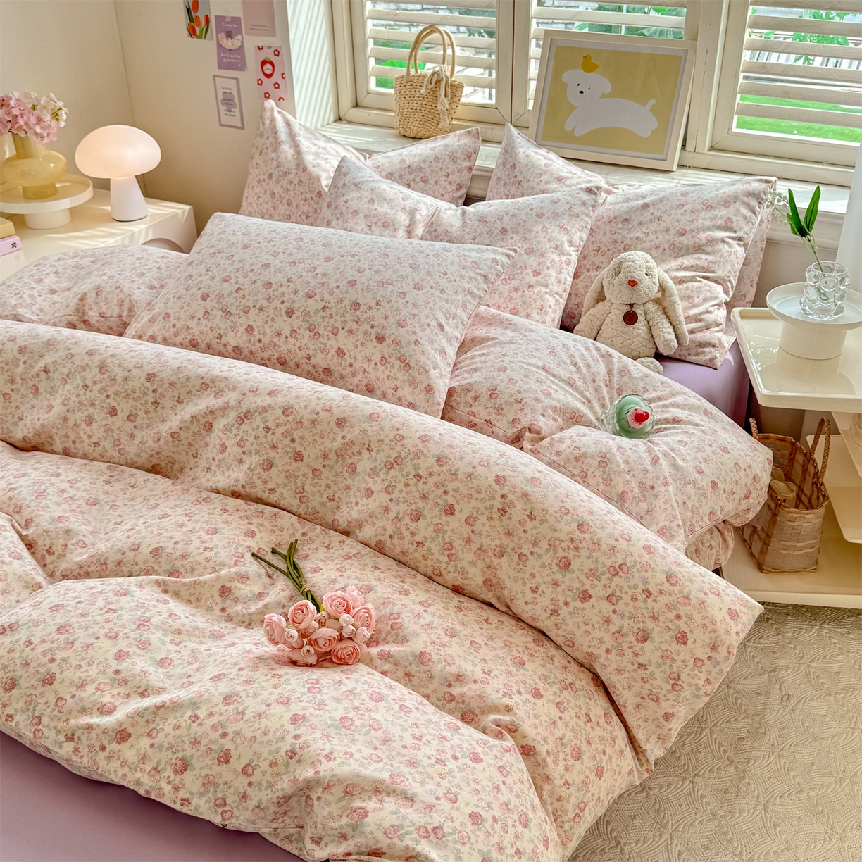 91家纺网 家纺一手货源 找家纺 多品家纺 2025新款超柔双层纱水洗棉单被套 春风觅影