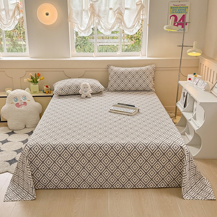 91家纺网 家纺一手货源 找家纺 爱彼家纺  2025新款锦柔老粗布席子凉席床单热卖花型 菱格绿