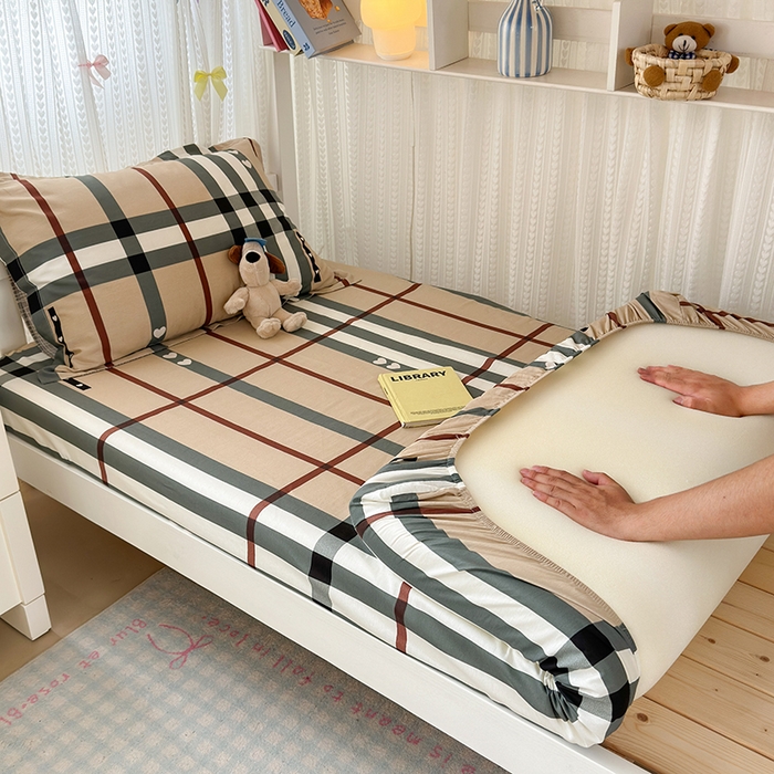 91家纺网 家纺一手货源 找家纺 拾物记 2025新款A类棉学生床笠第二批 格调心情-咖