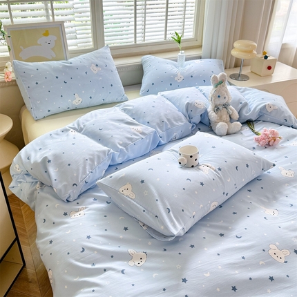 多品家纺 2025新款超柔双层纱水洗棉单被套 星空小兔