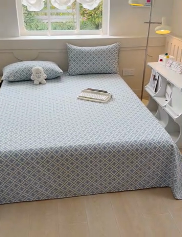 91家纺网 家纺一手货源 找家纺 爱彼家纺  2025新款锦柔老粗布席子凉席床单热卖花型 星格