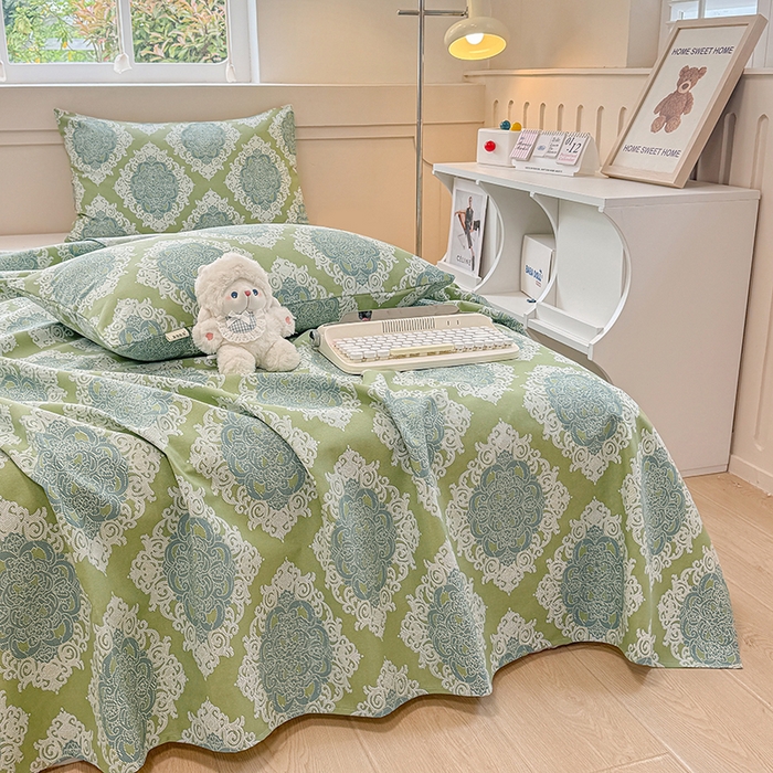 91家纺网 家纺一手货源 找家纺 爱彼家纺  2025新款锦柔老粗布席子凉席床单热卖花型 欧式灰