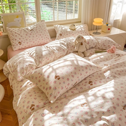 多品家纺 2025新款超柔双层纱水洗棉单被套 浪漫花园