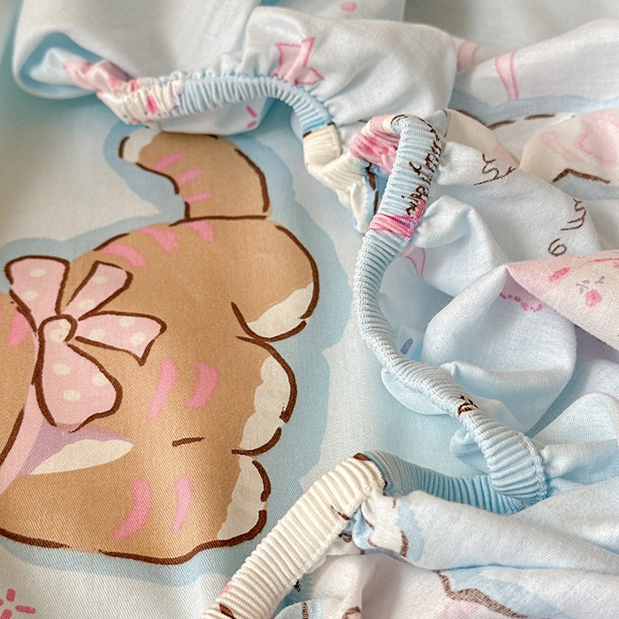 91家纺网 家纺一手货源 找家纺 拾物记 2025新款A类棉学生床笠第二批 椰蓉摩卡-蓝