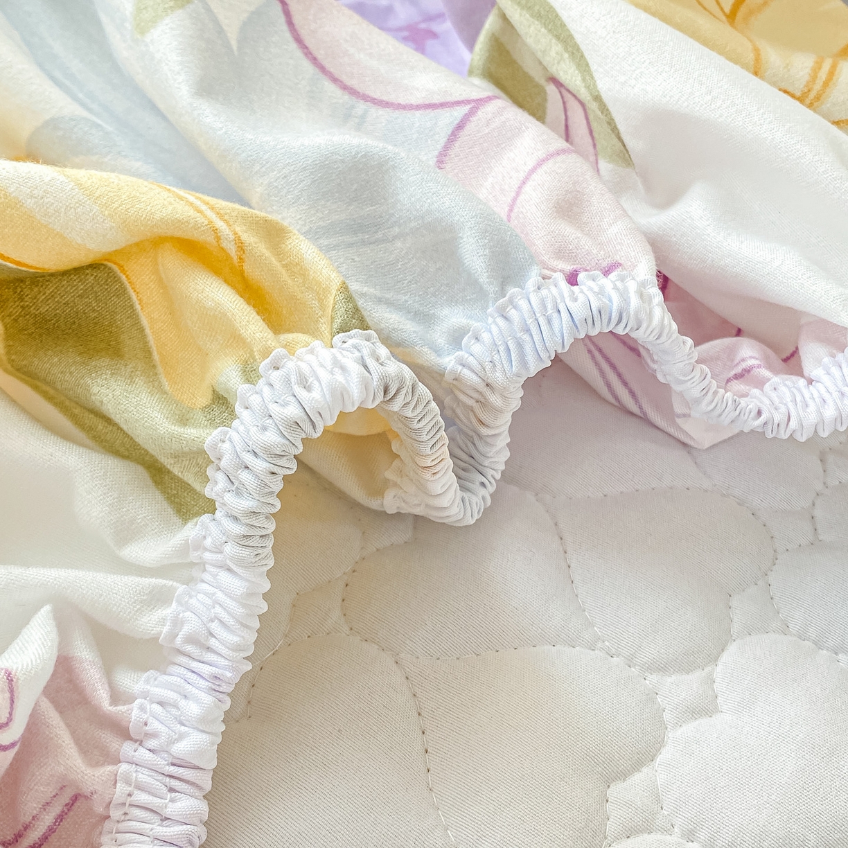 91家纺网 家纺一手货源 找家纺 眠势力 2025新款韩版花边夹棉床笠单件公主风四季款床垫保护套床罩 花相依