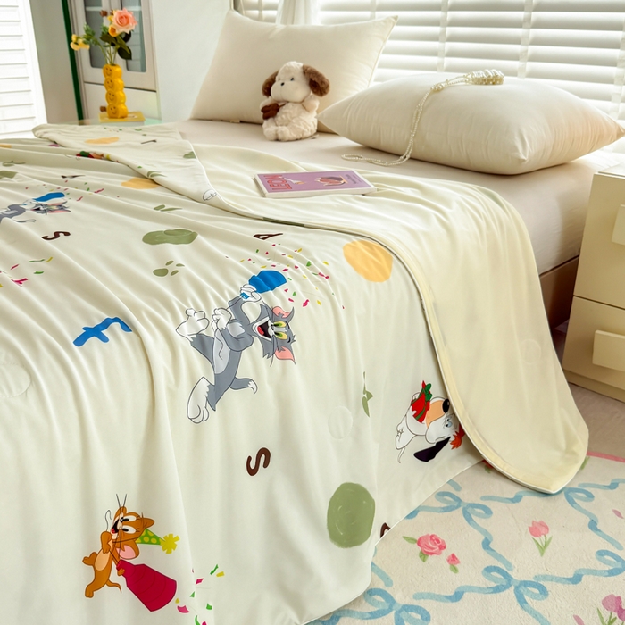 91家纺网 家纺一手货源 找家纺 彩象树家纺 2025新款猫和老鼠系列凉感夏被被子被芯 欢乐秀