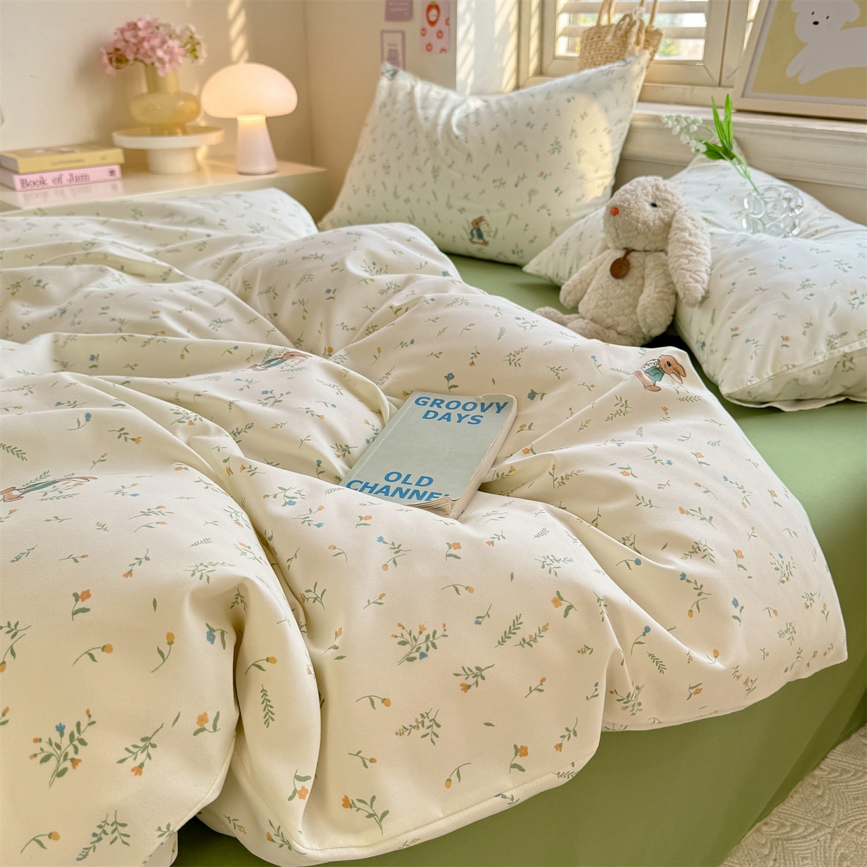 91家纺网 家纺一手货源 找家纺 多品家纺 2025新款超柔双层纱水洗棉单被套 叶雨兔