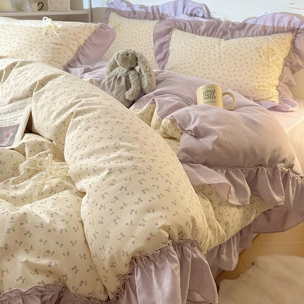 91家纺网 家纺一手货源 找家纺 （总）瑞莱 2025新款纯棉全棉印花13372 甜美风四件套