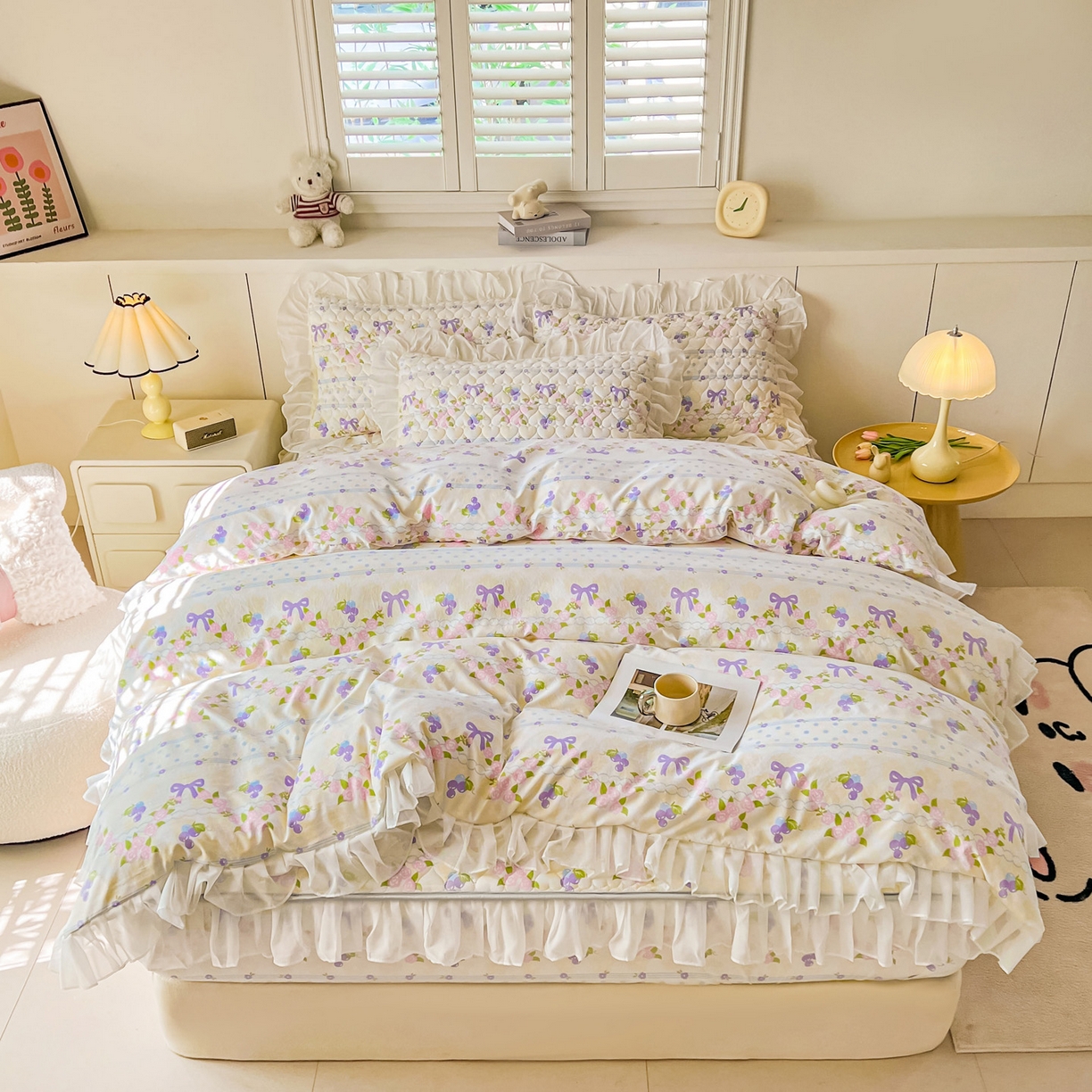 91家纺网 家纺一手货源 找家纺 眠势力 2025新款韩版花边夹棉床笠单件公主风四季款床垫保护套床罩 半旧时光