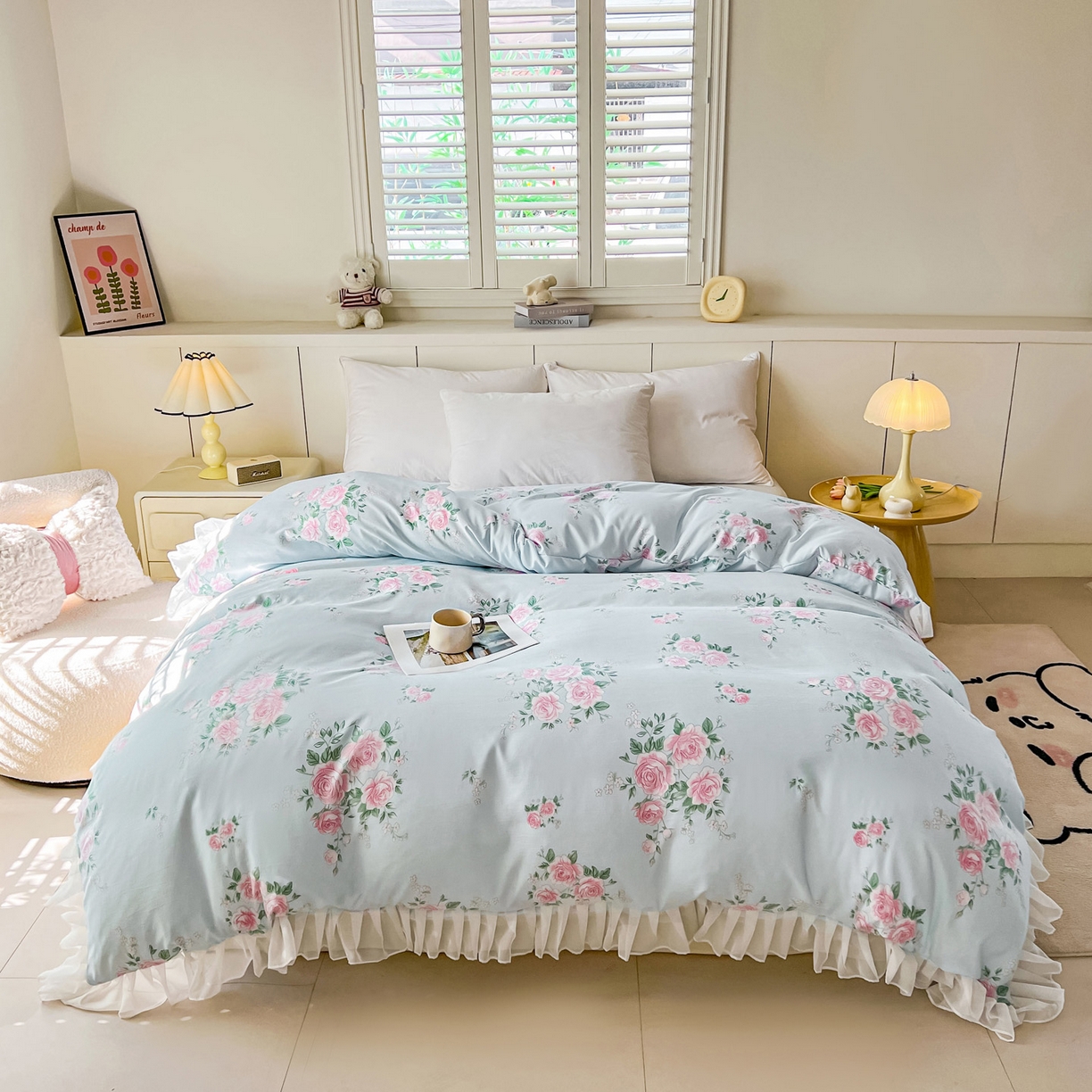 91家纺网 家纺一手货源 找家纺 眠势力 2025新款韩版花边夹棉床笠单件公主风四季款床垫保护套床罩 春风徐来