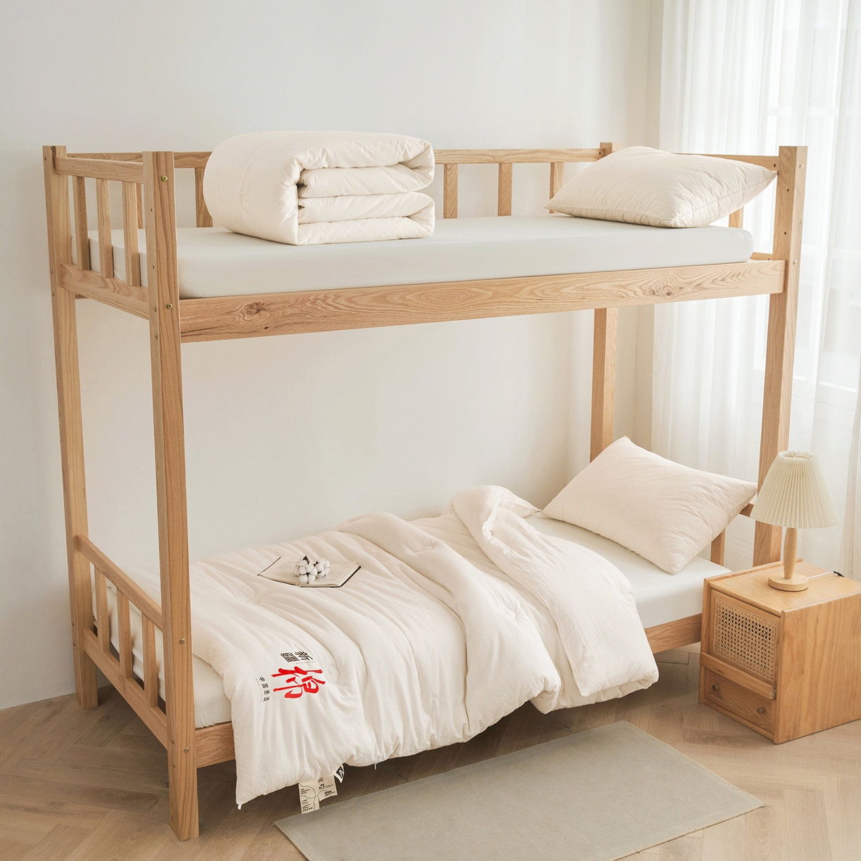 91家纺网 家纺一手货源 找家纺 （总）熙宴家纺 2025新款水洗棉100%新疆棉花被学生床--月光白