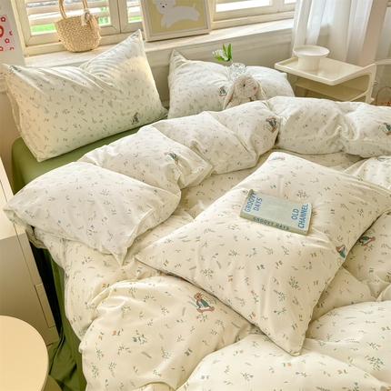 多品家纺 2025新款超柔双层纱水洗棉单被套 叶雨兔