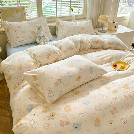 多品家纺 2025新款超柔双层纱水洗棉单被套 萌宠