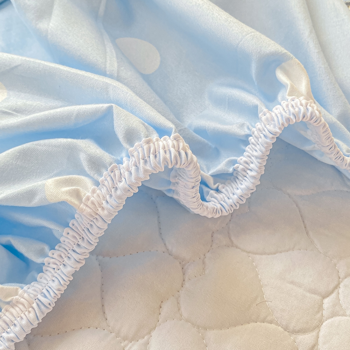 91家纺网 家纺一手货源 找家纺 眠势力 2025新款韩版花边夹棉床笠单件公主风四季款床垫保护套床罩 波点蓝