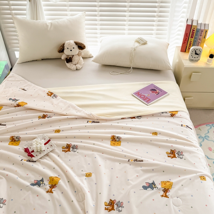 91家纺网 家纺一手货源 找家纺 彩象树家纺 2025新款猫和老鼠系列凉感夏被被子被芯 奶酪大盗
