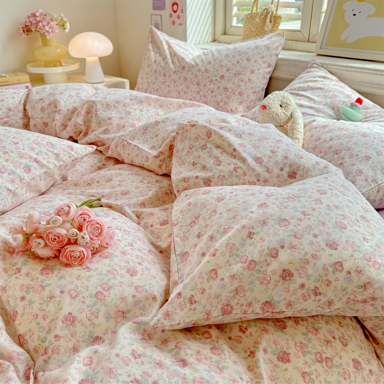 91家纺网 家纺一手货源 找家纺 多品家纺 2025新款超柔双层纱水洗棉单被套 春风觅影