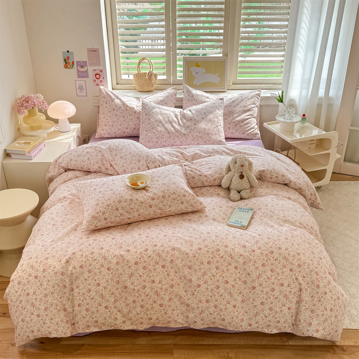 91家纺网 家纺一手货源 找家纺 多品家纺 2025新款超柔双层纱水洗棉单被套 春风觅影