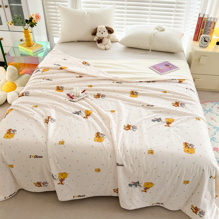 91家纺网 家纺一手货源 找家纺 彩象树家纺 2025新款猫和老鼠系列凉感夏被被子被芯 奶酪大盗