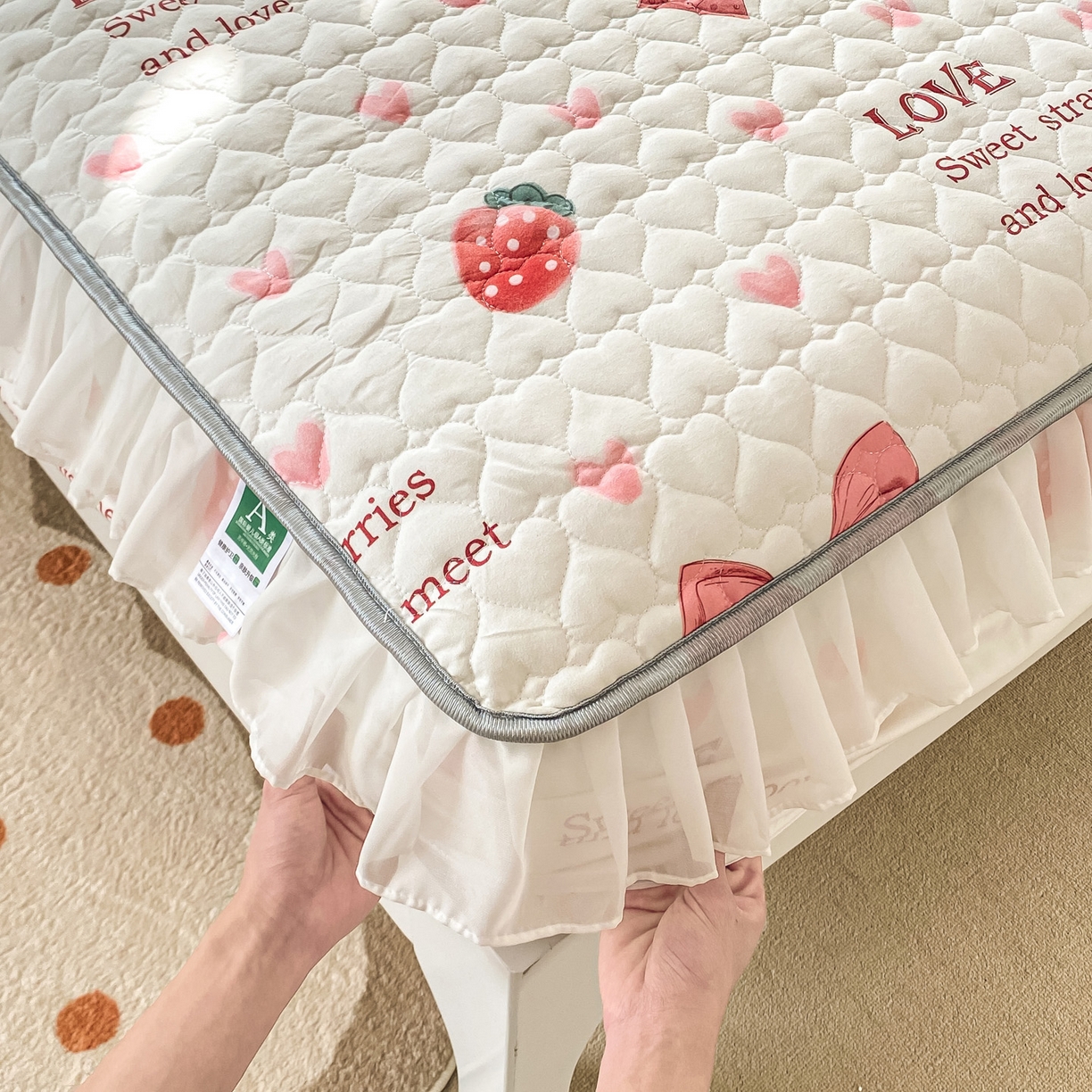 91家纺网 家纺一手货源 找家纺 眠势力 2025新款韩版花边夹棉床笠单件公主风四季款床垫保护套床罩 蝴蝶结