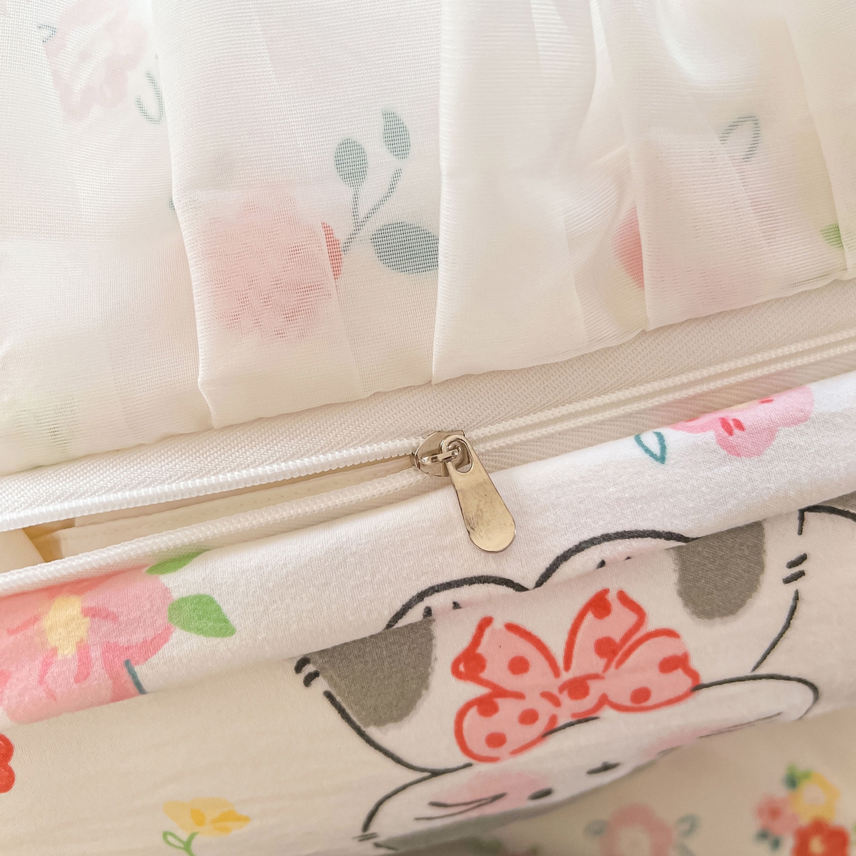 91家纺网 家纺一手货源 找家纺 眠势力 2025新款韩版花边夹棉床笠单件公主风四季款床垫保护套床罩 喵喵宝贝