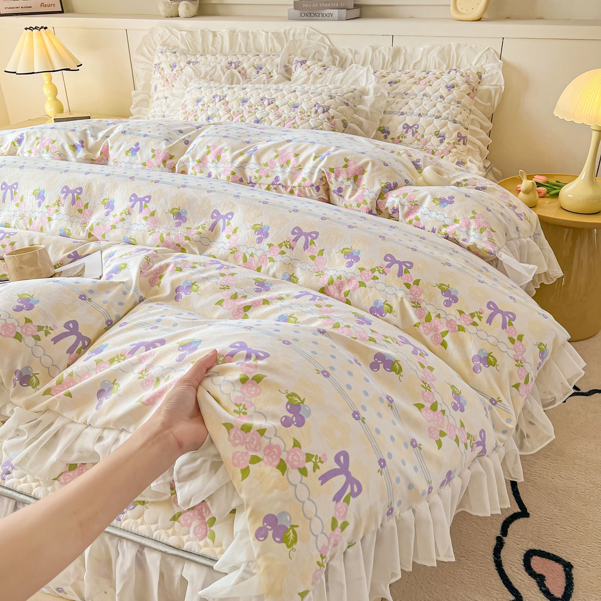 91家纺网 家纺一手货源 找家纺 眠势力 2025新款韩版花边夹棉床笠单件公主风四季款床垫保护套床罩 半旧时光