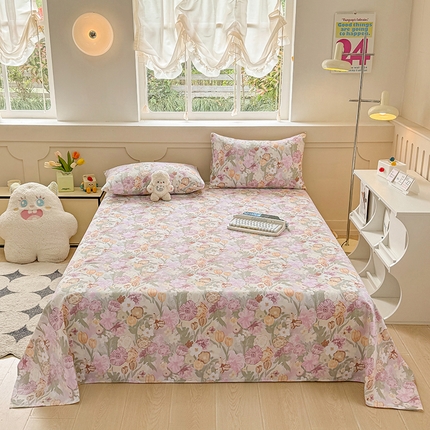 91家纺网 家纺一手货源 找家纺 爱彼家纺  2025新款锦柔老粗布席子凉席床单热卖花型 法式花园