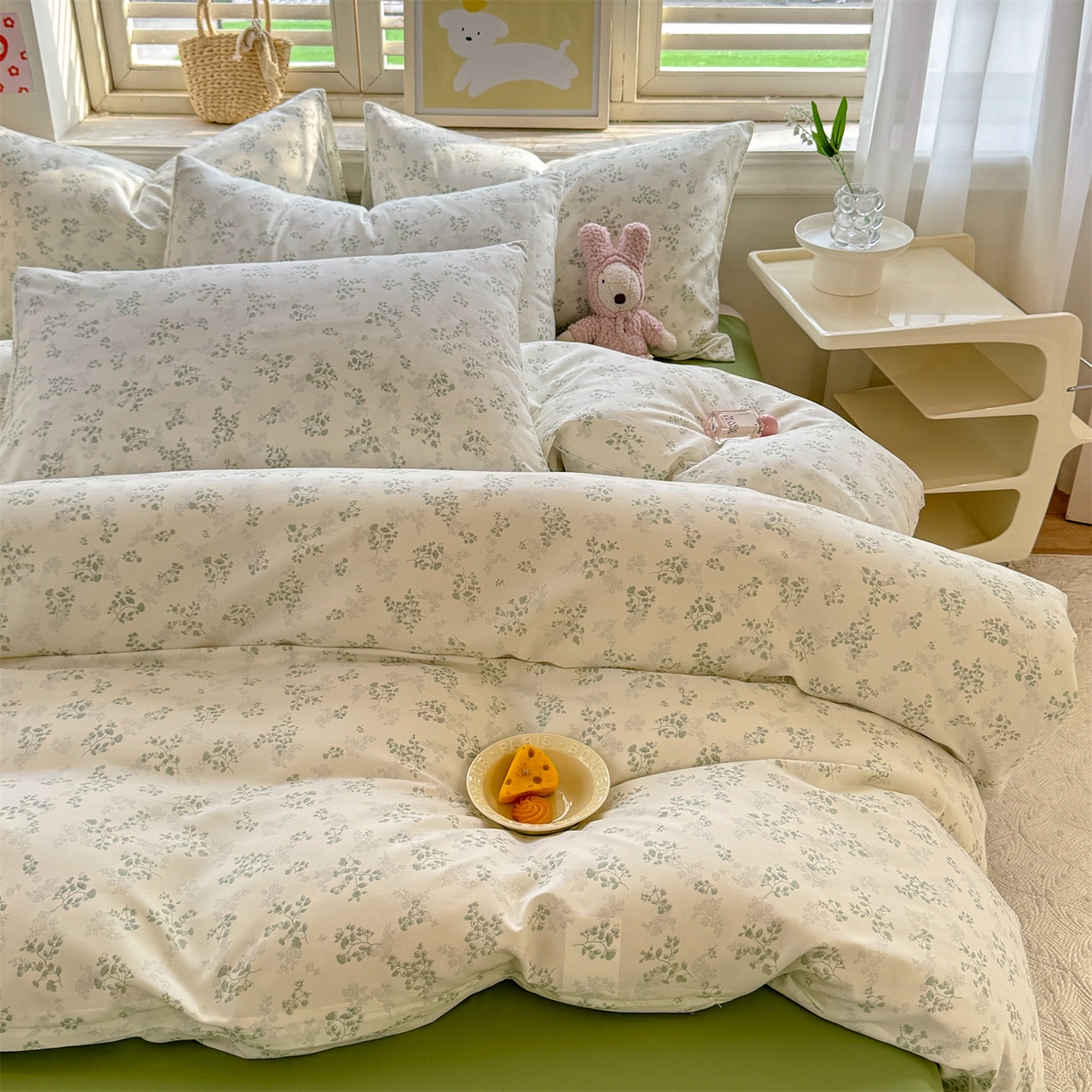 91家纺网 家纺一手货源 找家纺 多品家纺 2025新款超柔双层纱水洗棉单被套 翠微