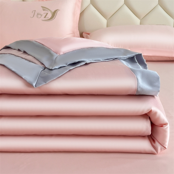 91家纺网 家纺一手货源 找家纺 蕾诺家纺 2025新款水洗真丝夏被纯色宽边夏被 水洗真丝-胭脂粉