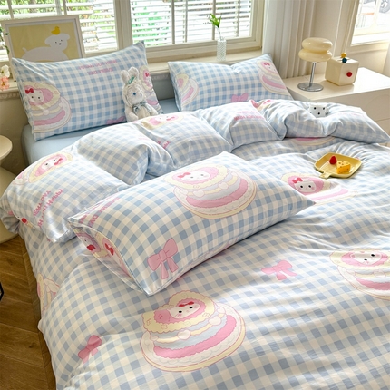 多品家纺 2025新款超柔双层纱水洗棉单被套 派对猫