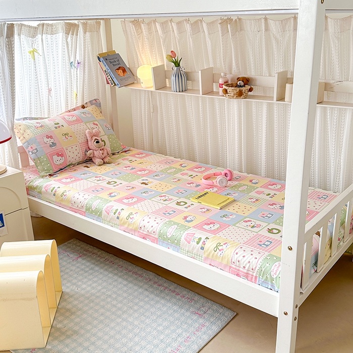 91家纺网 家纺一手货源 找家纺 拾物记 2025新款A类棉学生床笠第二批 甜心猫咪