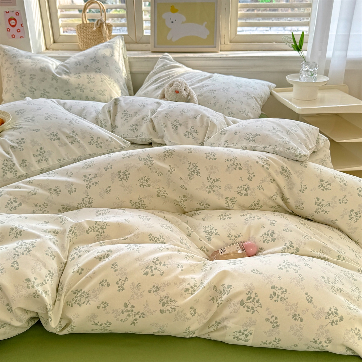 91家纺网 家纺一手货源 找家纺 多品家纺 2025新款超柔双层纱水洗棉单被套 翠微