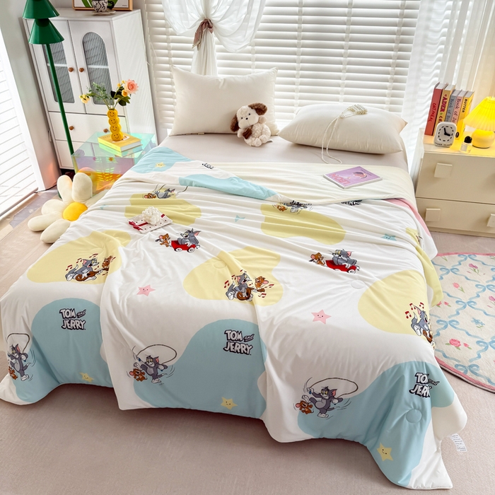 91家纺网 家纺一手货源 找家纺 彩象树家纺 2025新款猫和老鼠系列凉感夏被被子被芯 音乐派对