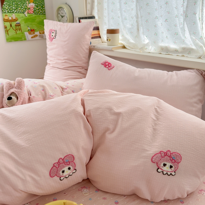 91家纺网 家纺一手货源 找家纺 三元色 2025新款云感毛巾绣四件套 糖果小美