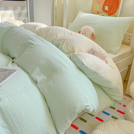 （总）韩巢家纺 2025新款纯色水洗棉寝室上下铺三件套学生宿舍床上三件套