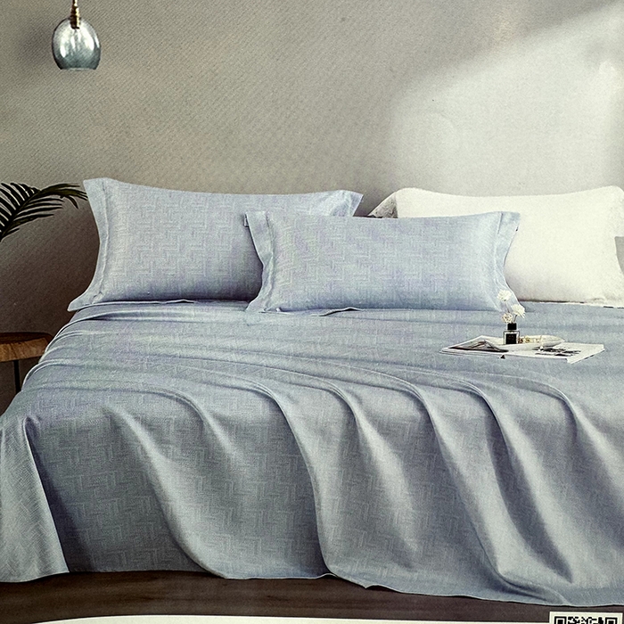 91家纺网 家纺一手货源 找家纺 威克凯丽 2025新款竹语天丝软凉席三件套 简橙-兰