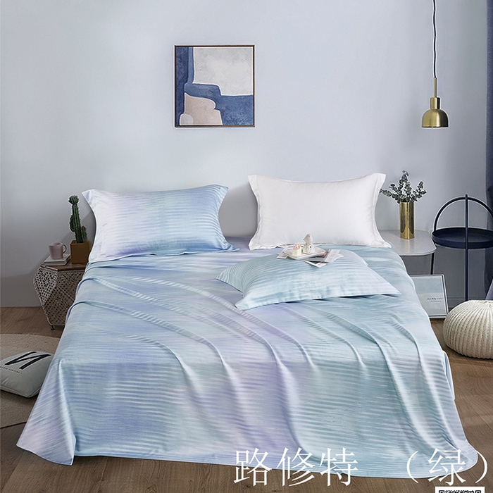 91家纺网 家纺一手货源 找家纺 威克凯丽 2025新款竹语天丝软凉席三件套 路修特 （绿）