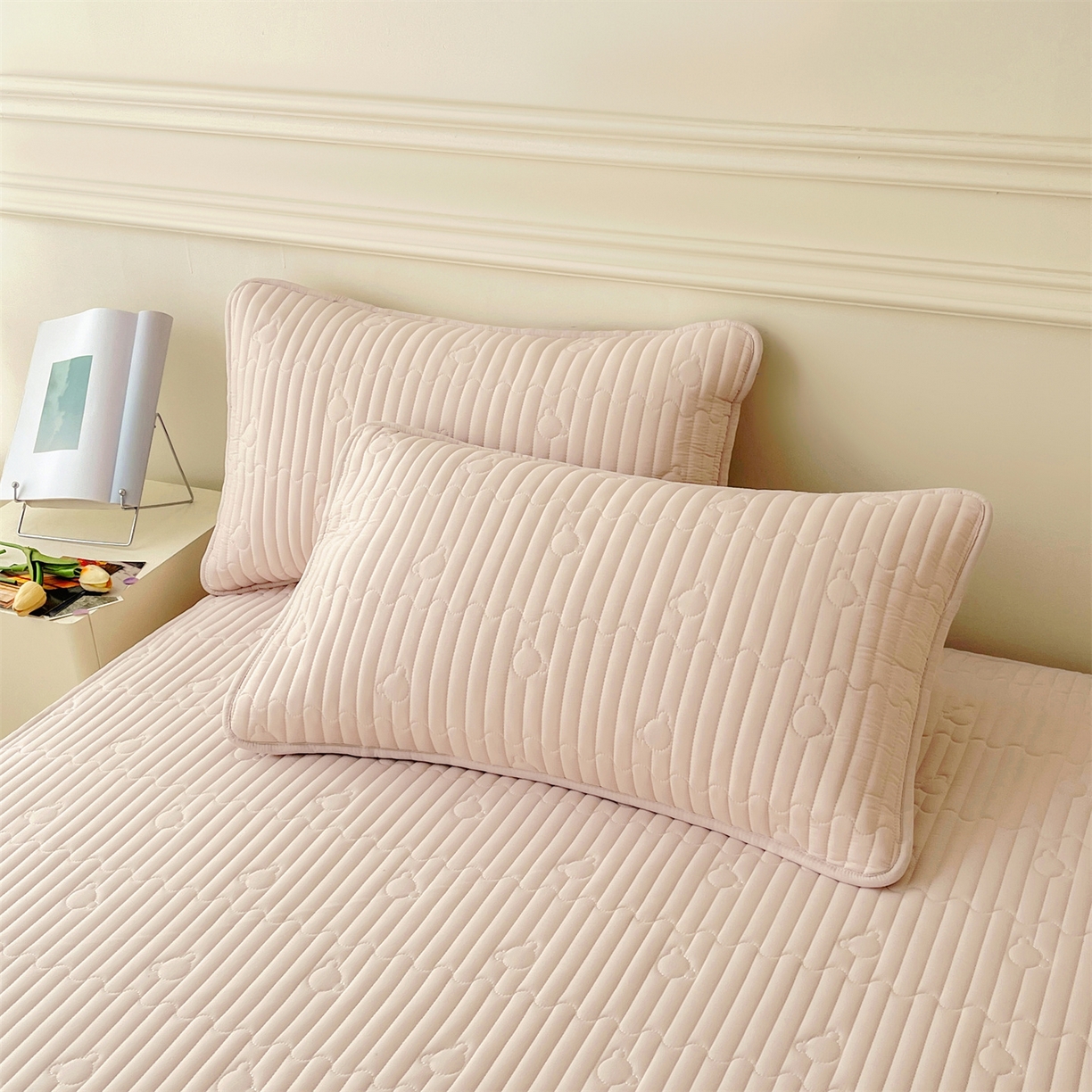 91家纺网 家纺一手货源 找家纺 雯豆家纺 2025新款洛川A类夹棉床笠三件套水洗棉磨毛纯色床护垫床单保护套 洛川-奶咖