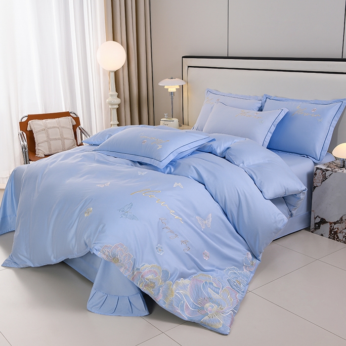 91家纺网 家纺一手货源 找家纺 （总）登登家纺 2025新款A类长绒棉刺绣四件套-华尔兹