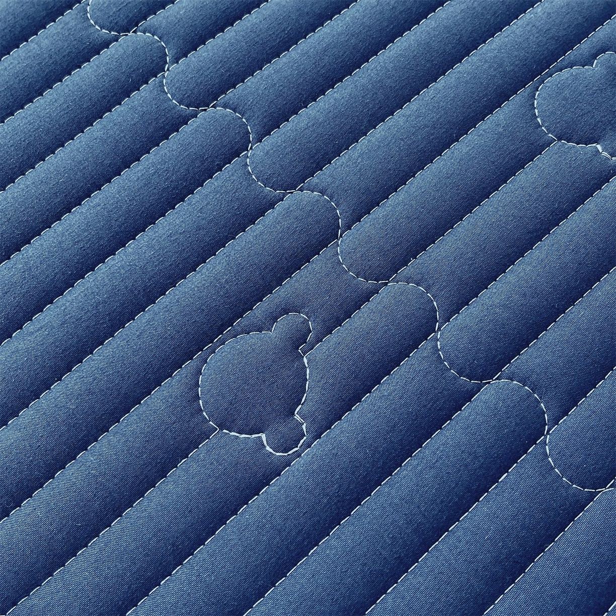 91家纺网 家纺一手货源 找家纺 雯豆家纺 2025新款洛川A类防水夹棉床笠三件套水洗棉磨毛床单保护套 洛川-黛蓝