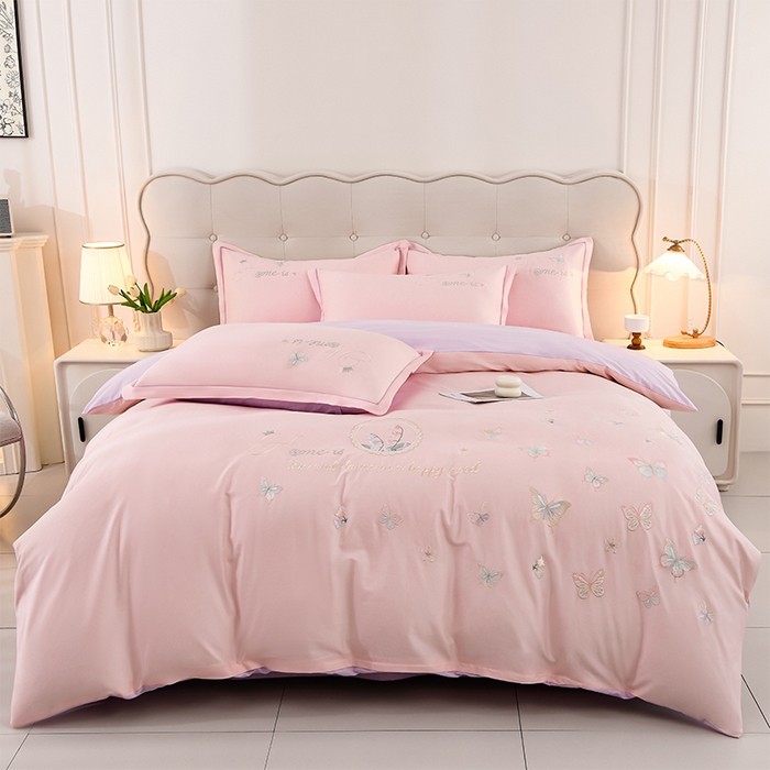 91家纺网 家纺一手货源 找家纺 （总）登登家纺 2025新款A类长绒棉刺绣四件套-风铃