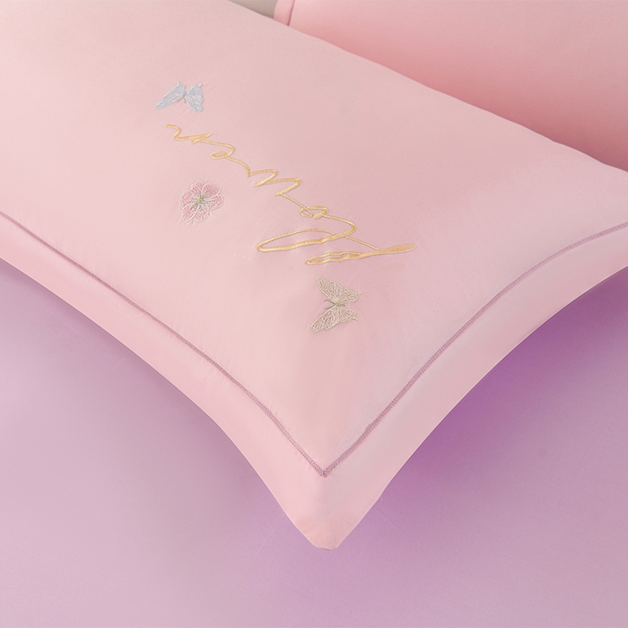 91家纺网 家纺一手货源 找家纺 登登家纺 2025新款A类长绒棉刺绣四件套-华尔兹 华尔兹-粉紫