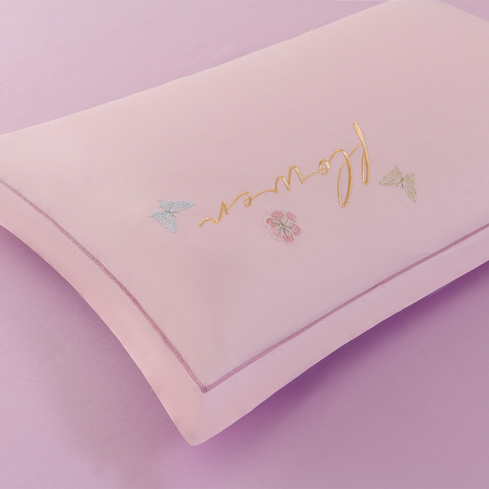 91家纺网 家纺一手货源 找家纺 登登家纺 2025新款A类长绒棉刺绣四件套-华尔兹 华尔兹-粉紫