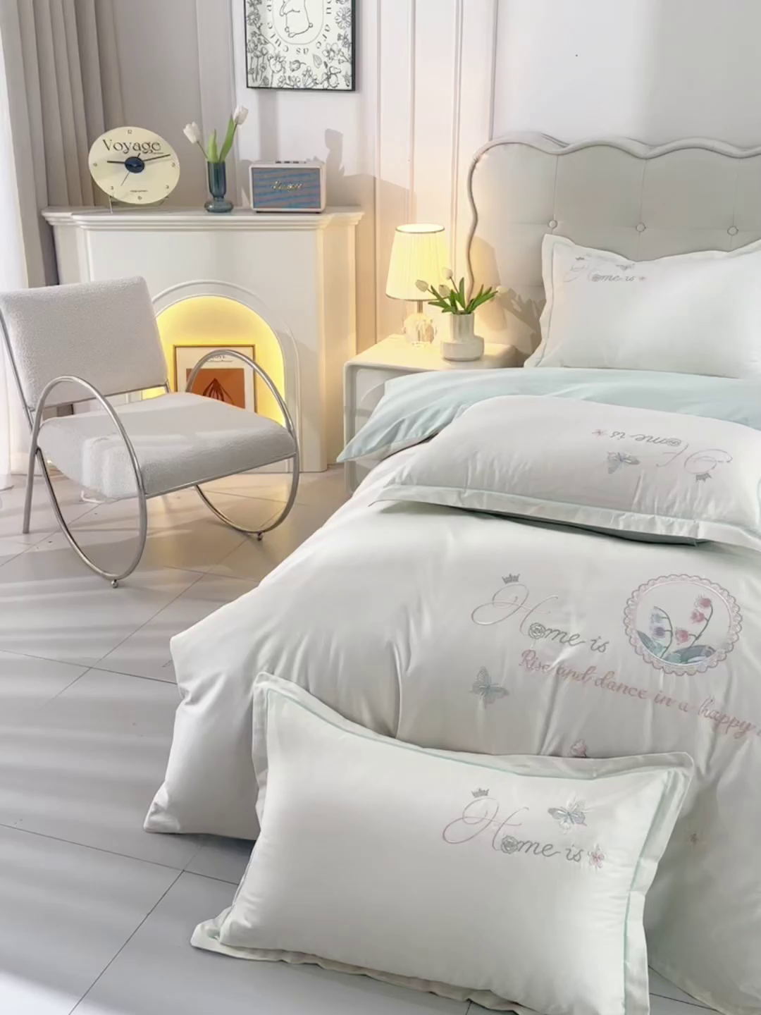 91家纺网 家纺一手货源 找家纺 （总）登登家纺 2025新款A类长绒棉刺绣四件套-风铃