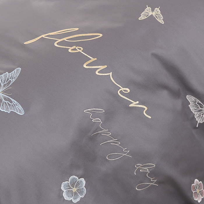 91家纺网 家纺一手货源 找家纺 登登家纺 2025新款A类长绒棉刺绣四件套-华尔兹 华尔兹-灰