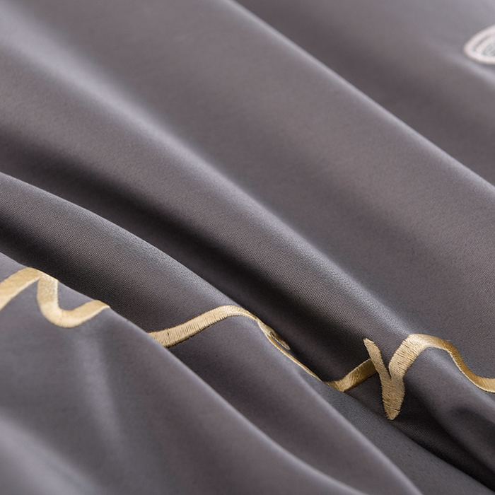 91家纺网 家纺一手货源 找家纺 登登家纺 2025新款A类长绒棉刺绣四件套-华尔兹 华尔兹-灰