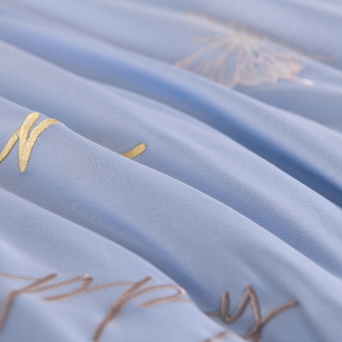 91家纺网 家纺一手货源 找家纺 登登家纺 2025新款A类长绒棉刺绣四件套-华尔兹 华尔兹-蓝