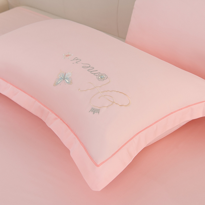 91家纺网 家纺一手货源 找家纺 登登家纺 2025新款A类长绒棉刺绣四件套-风铃 风铃-粉