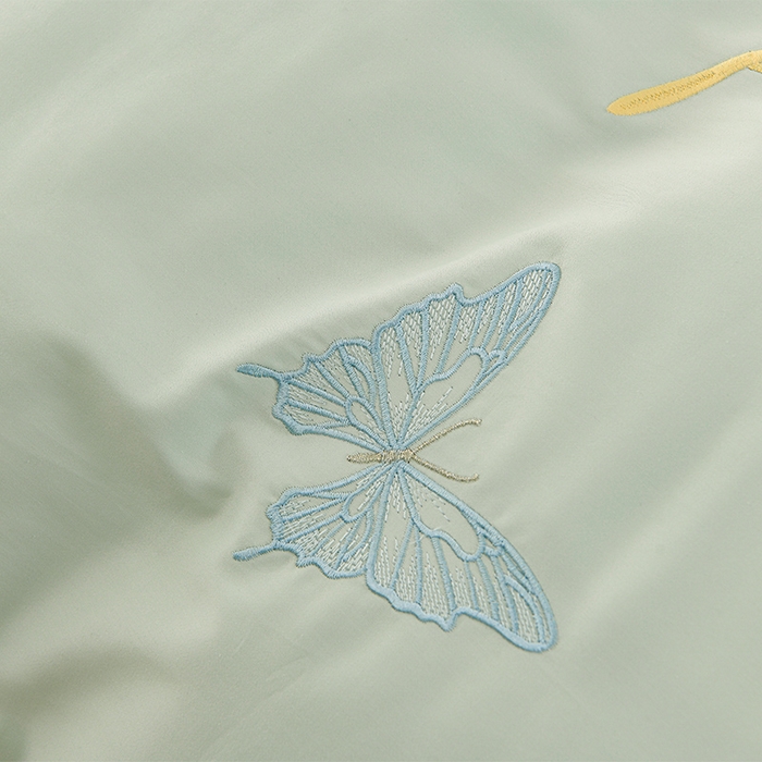 91家纺网 家纺一手货源 找家纺 登登家纺 2025新款A类长绒棉刺绣四件套-华尔兹 华尔兹-青